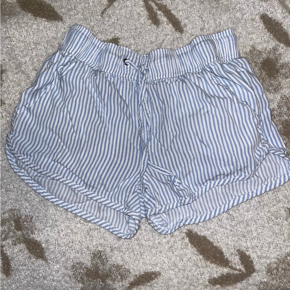 SO Women's High Waist Shorts with Blue and White Stripes